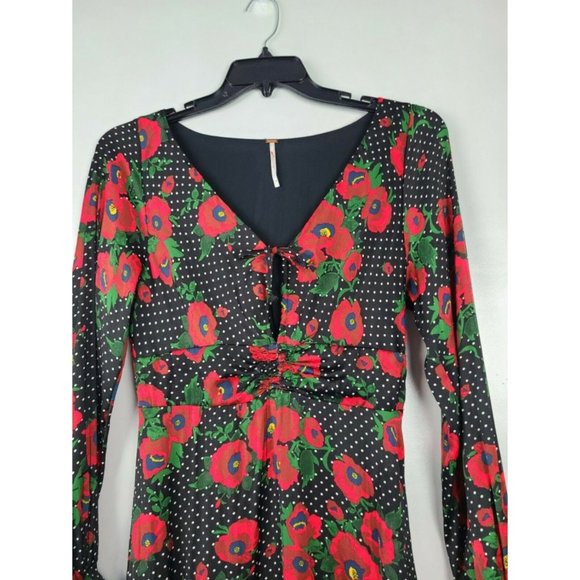 Free People Morning Light Poppy Mini Dress Size 12 - Picture 4 of 12